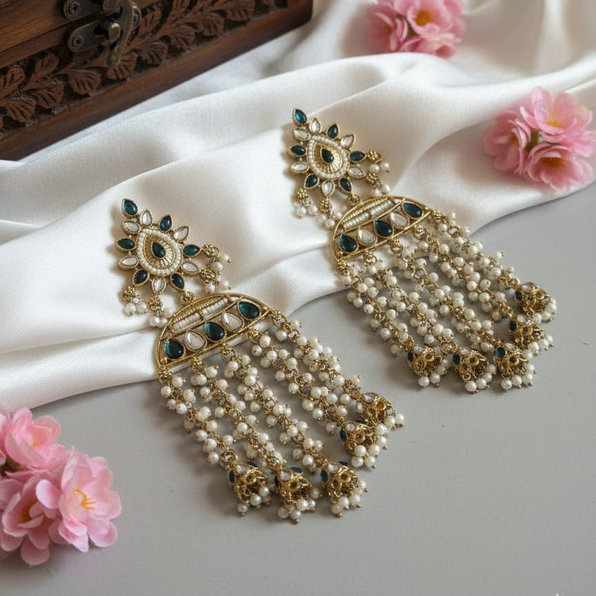 Royal Midnight Pearl Jhumar Chandbalis