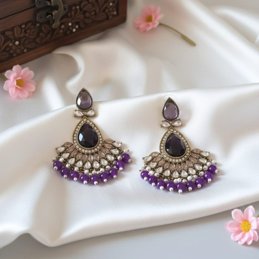 Royal Velvet Amethyst Kundan Chandbali