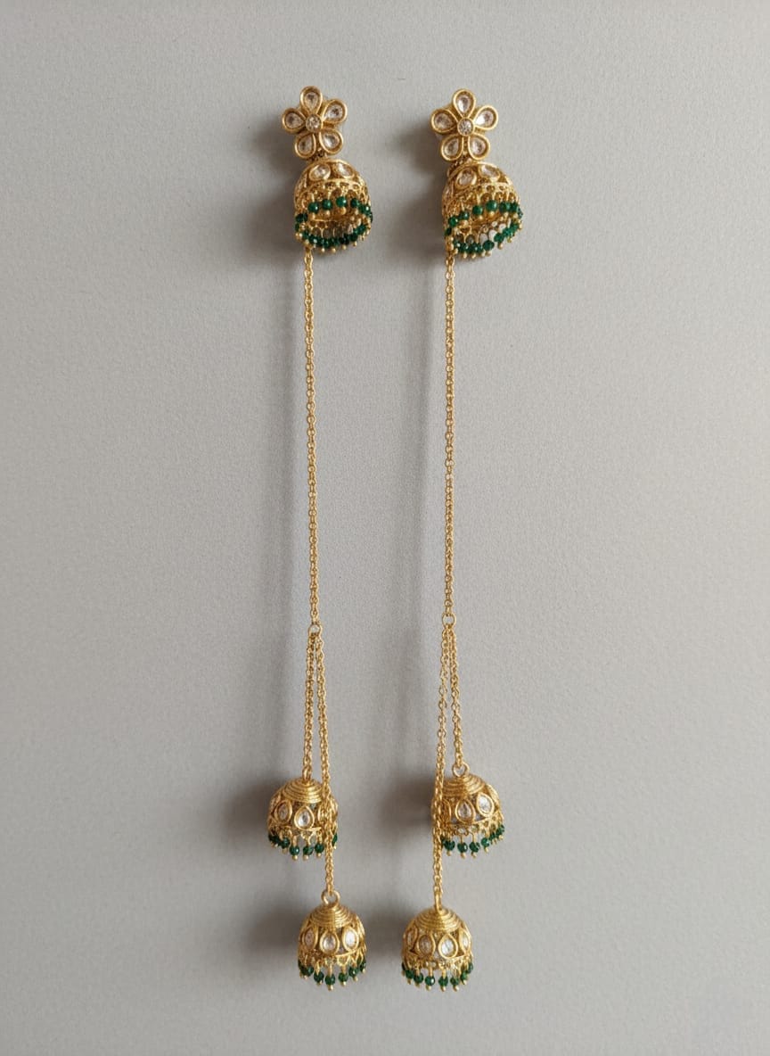 Emerald Grace Long Jhumka Chains