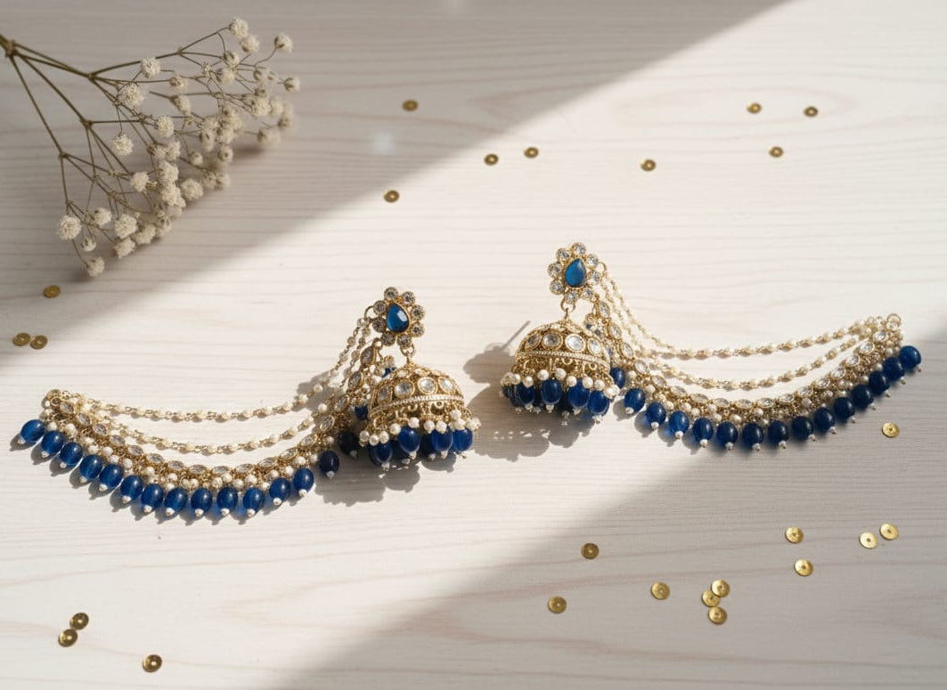 Royal Sapphire Jhumka Sahara Set