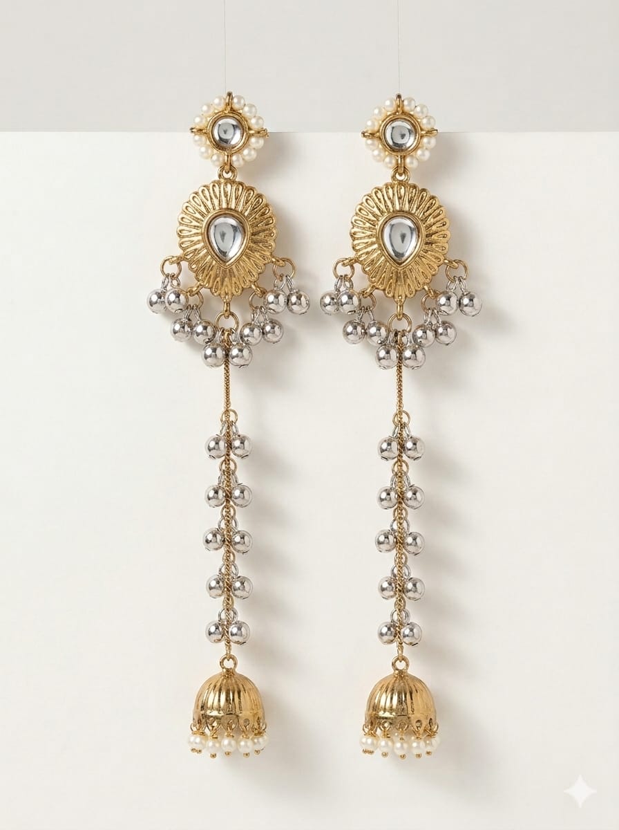 Chandrika Pearl Tassel Jhumka Earrings
