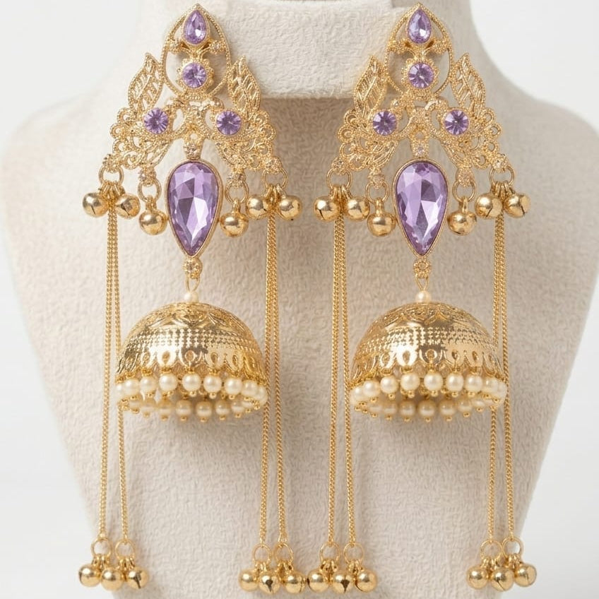 Aafreen Amethyst Jhumka Tassel Earrings