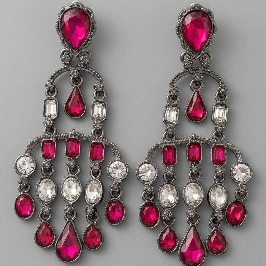 Noor Crimson Noir Cascade Earrings