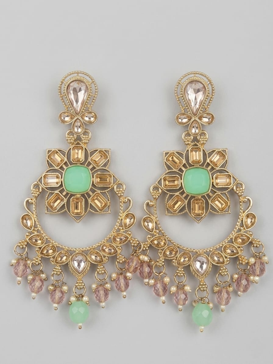 Pista Noor Chandbali Earrings