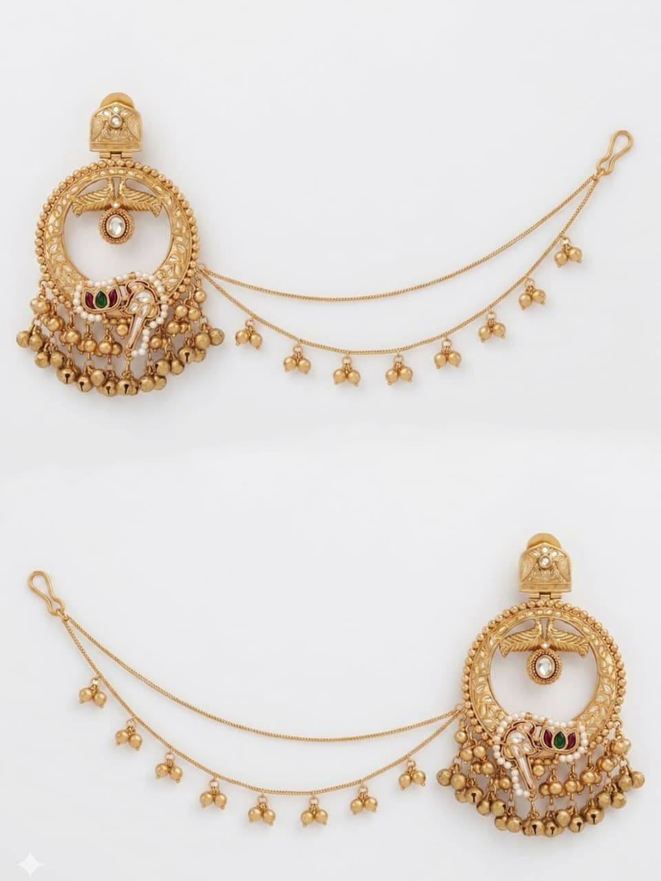 Rajwada Chandrika Ear Chain Earrings (With Sahara)
