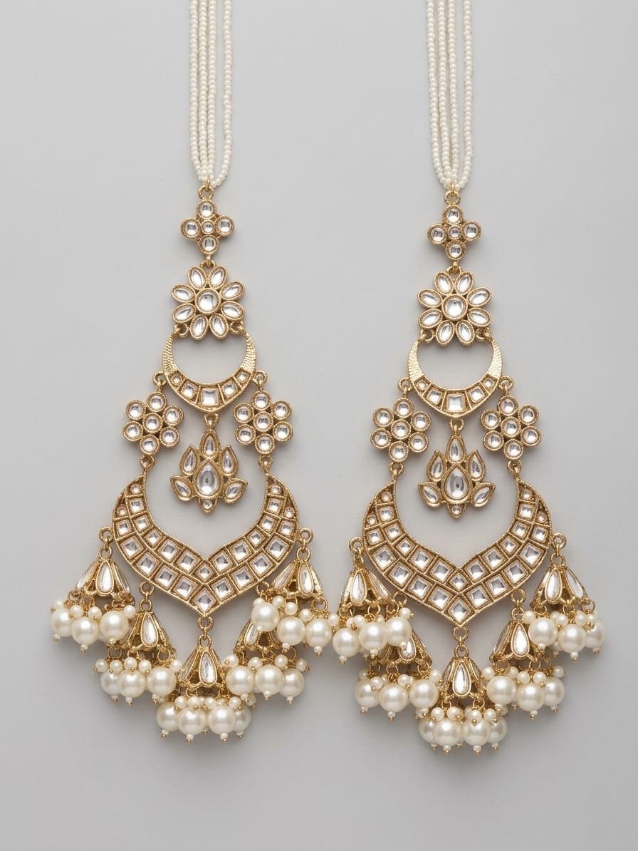 Noor Chandrika Long Kundan Earrings