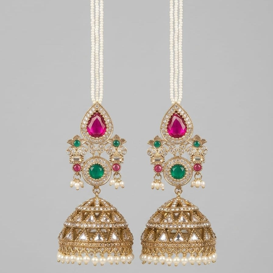 Royal Rani Kundan Pearl Jhumka Earrings