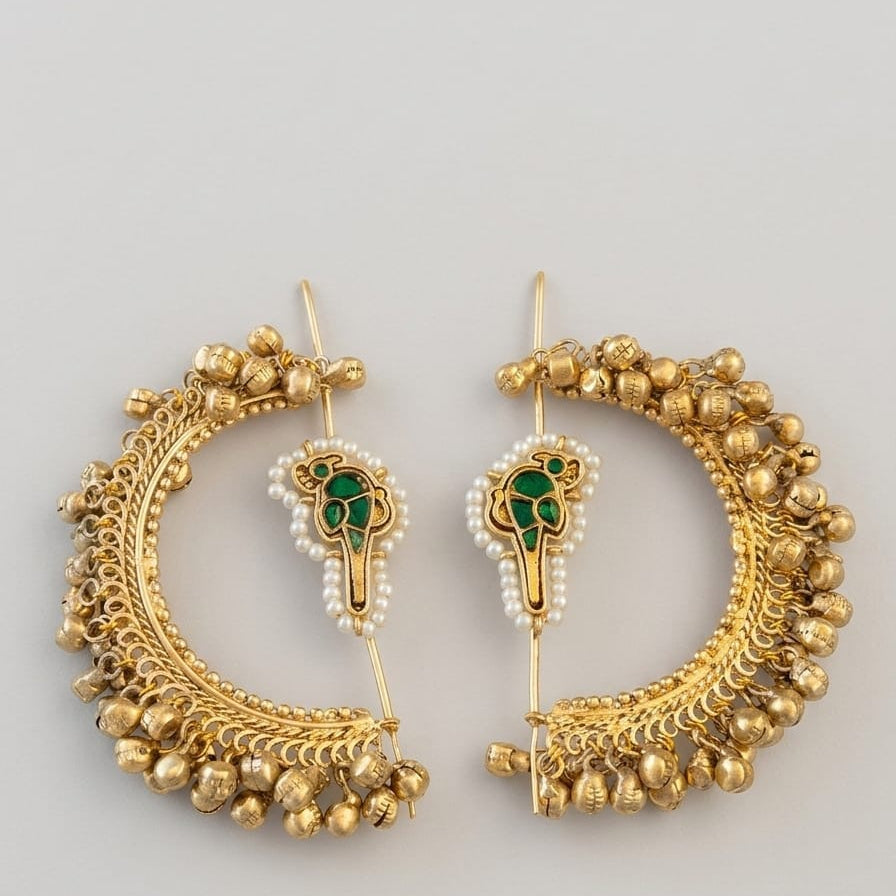Chandbali Ghungroo Pearl Drop Earrings