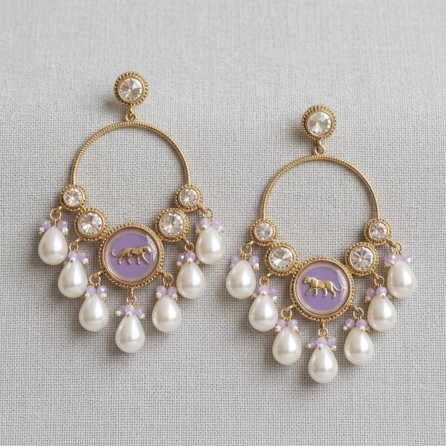 Lavender Pearl Luxe Statement Hoop Earrings