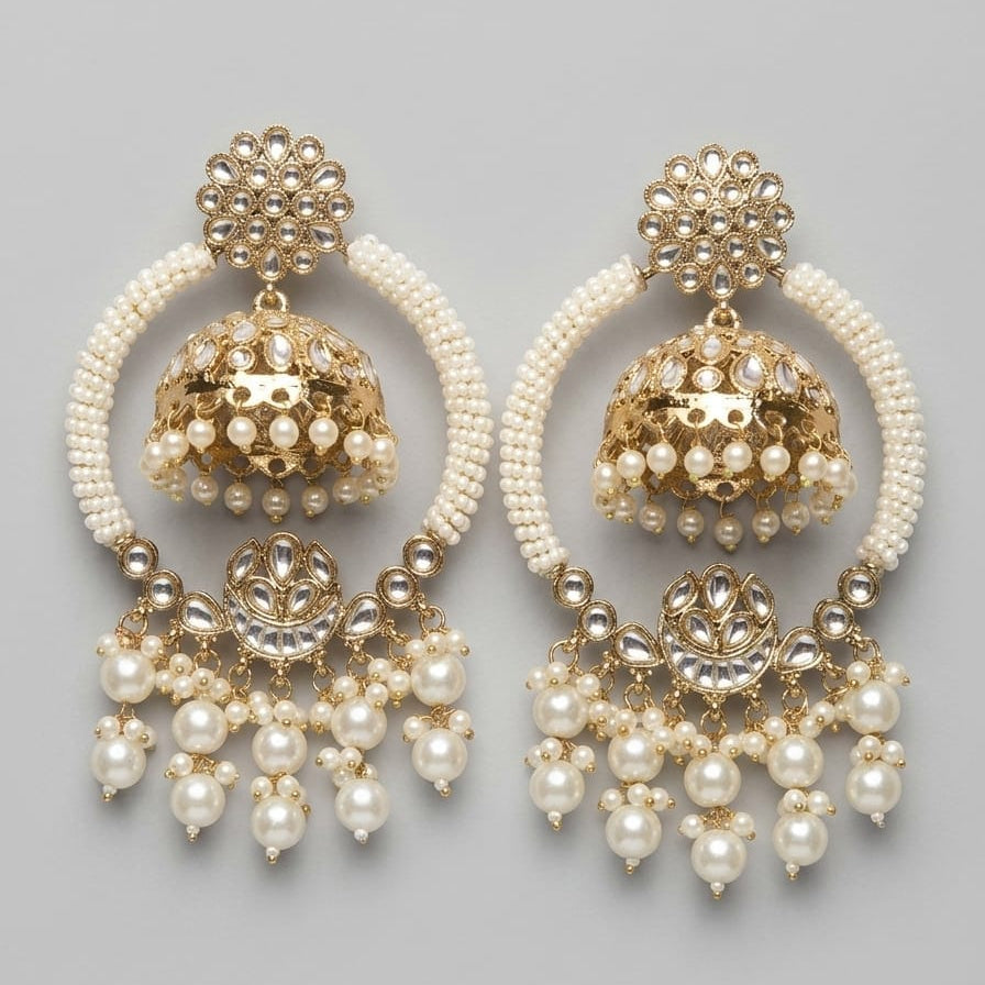 Pearl Jhumka Royale Hoop Earrings