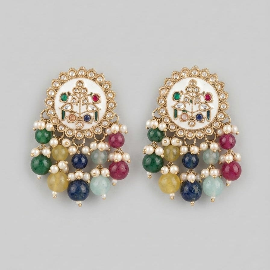 Navrang Bird Pearl Stud Earrings
