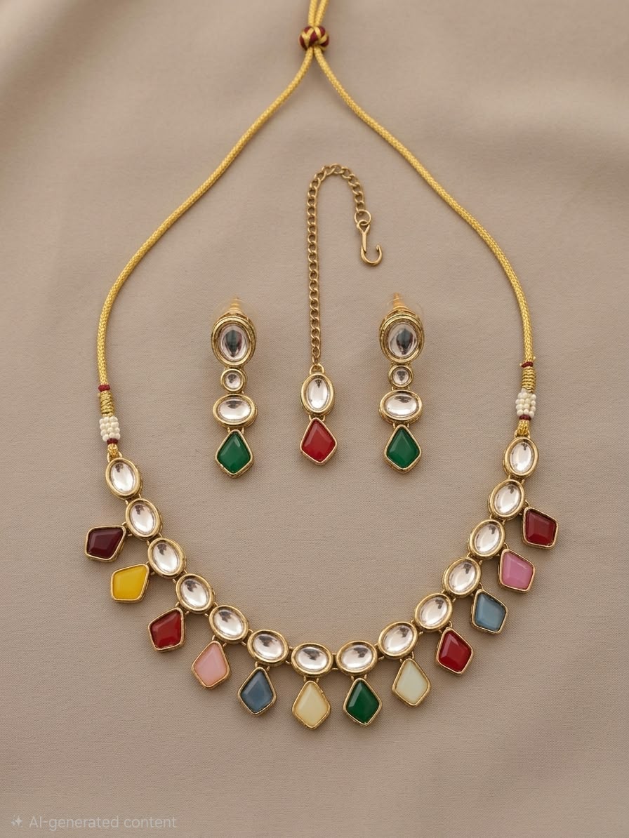 Rangrez Multicolour Kundan Set