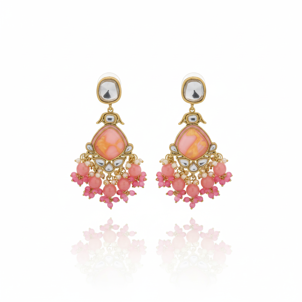 Blush Royal Pink Chandbaali Earrings