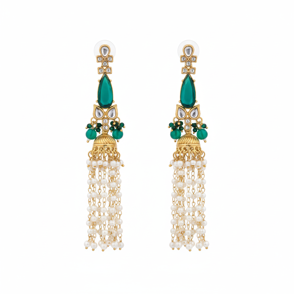 Emerald Pearl Cascade Earrings