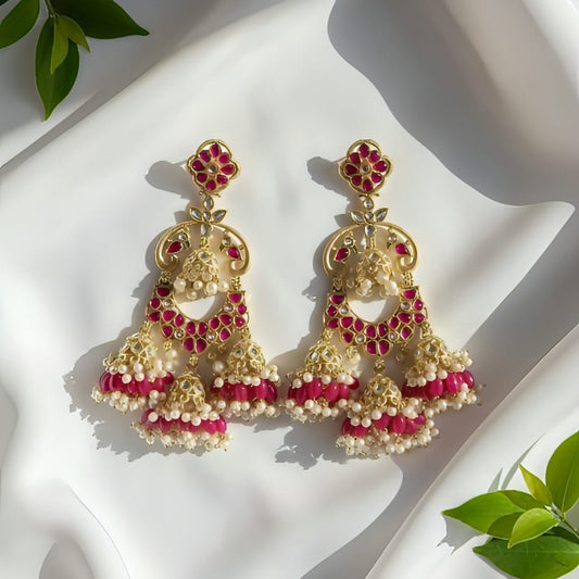 Royal Ruby Kundan Chandbali Earrings