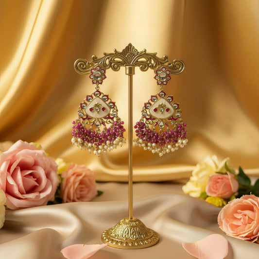 Purple & Pearl Cluster Chandbaalis with Meenakari Work