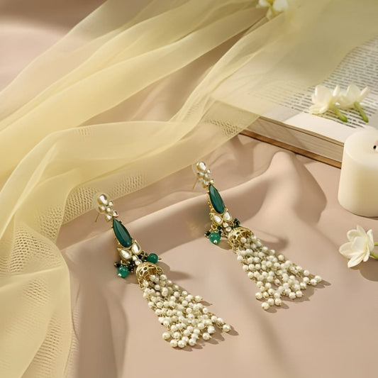 Emerald Pearl Cascade Earrings
