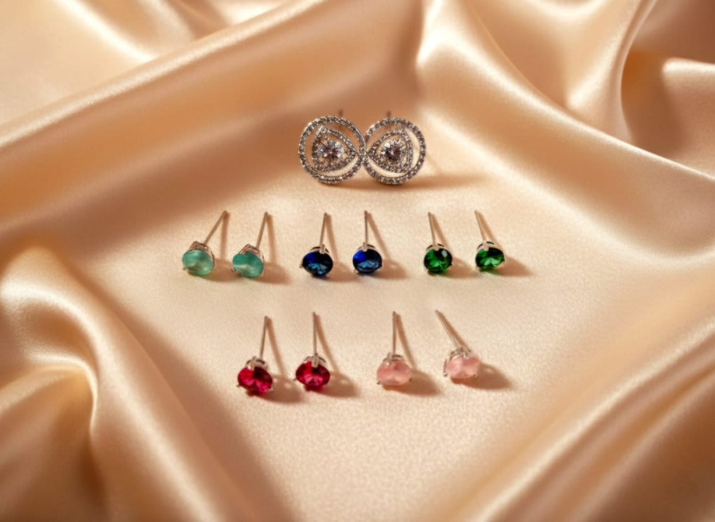 Everyday Gemstone Heart Studs – 5 Shades Set