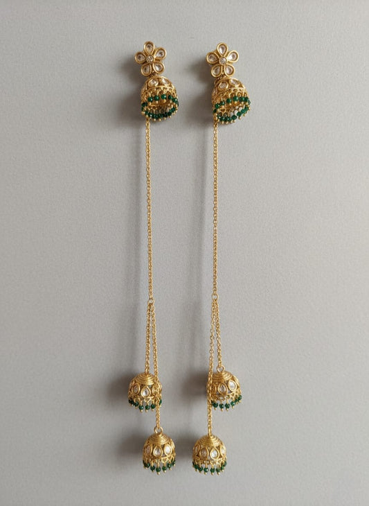 Emerald Grace Long Jhumka Chains