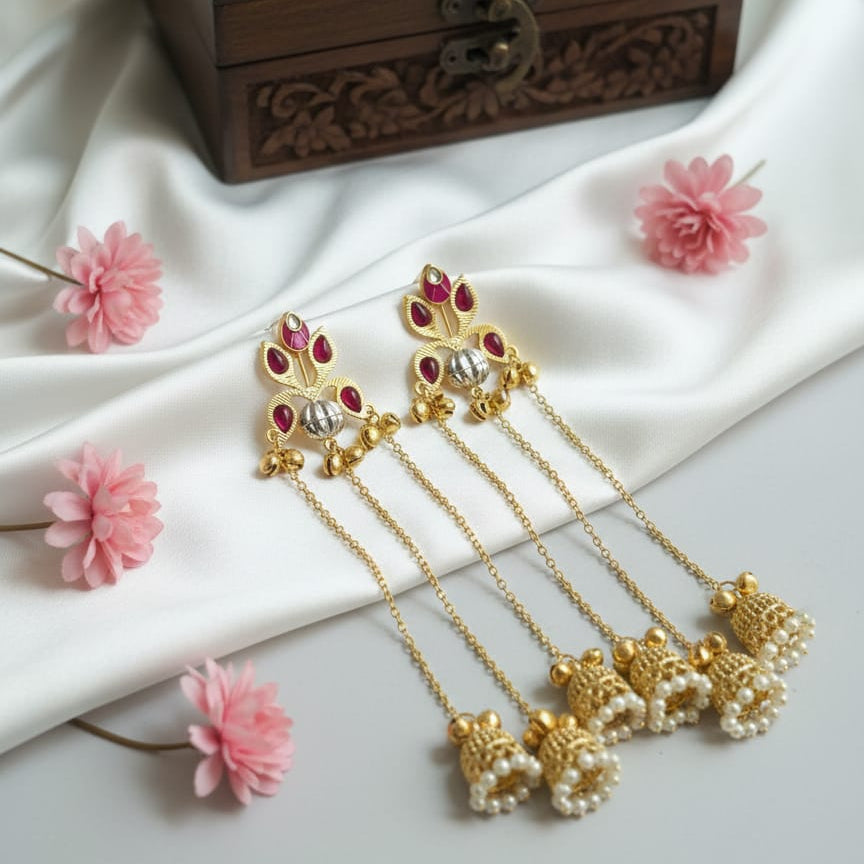 Gulnaar Ruby Jhumki Drop Earrings