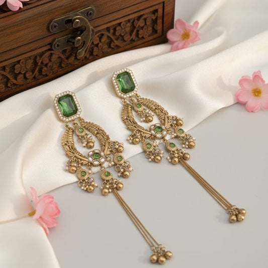 Emerald Noor Chandbali Drop Earrings