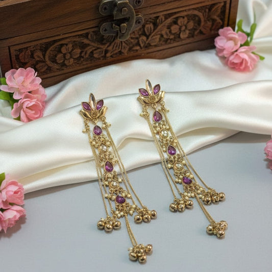 Gulnaar Ruby Chain Drop Earrings