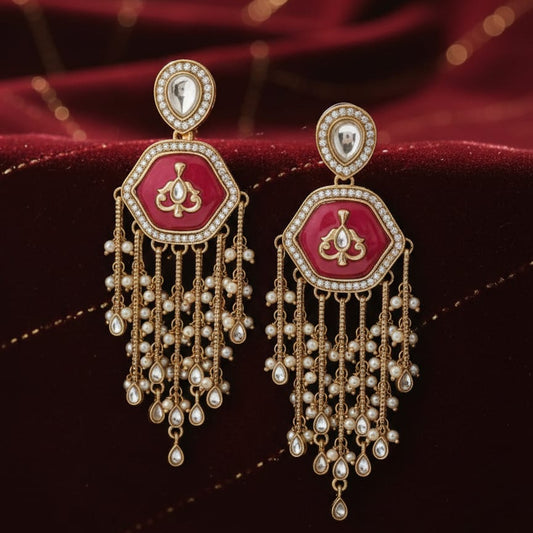 Rangrez Ruby Kundan Statement Earrings