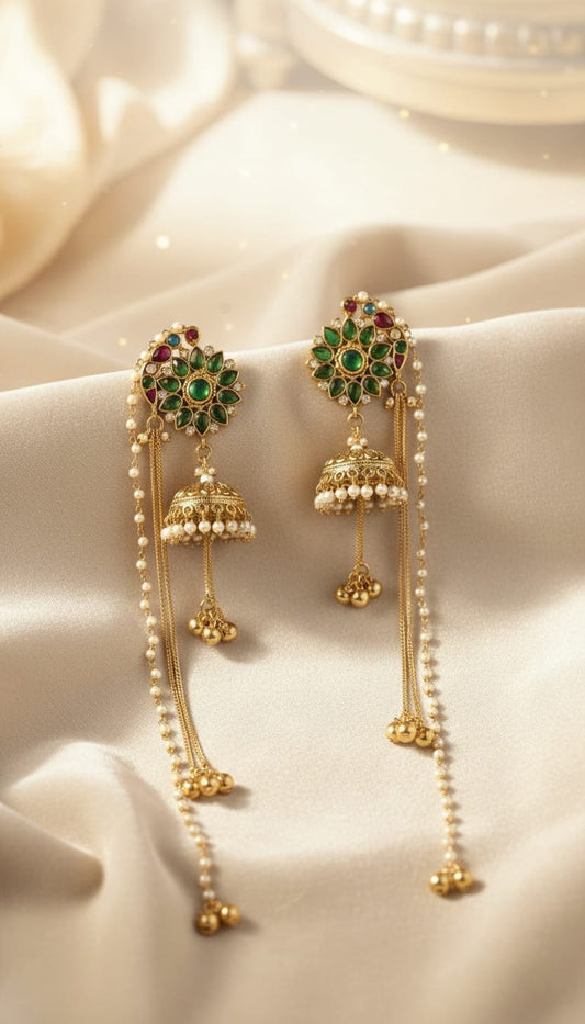 Meher Emerald Sahara Jhumka Earrings