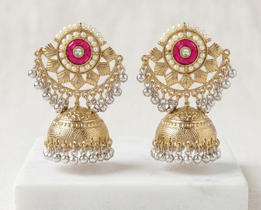 Rajwada Rani Pink Sunburst Jhumkas