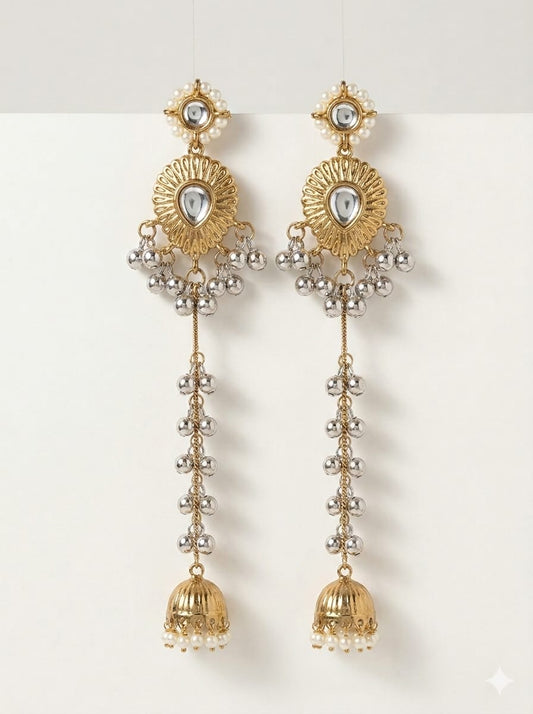 Chandrika Pearl Tassel Jhumka Earrings