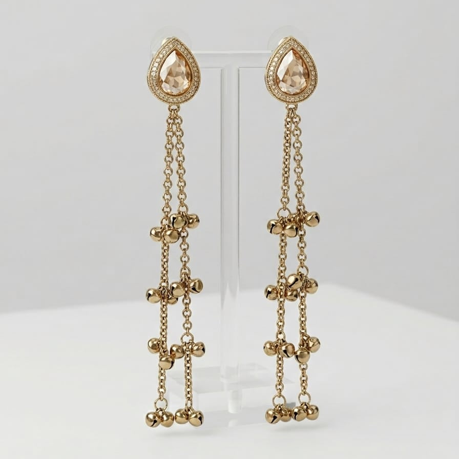 Champagne Aura Long Chain Earrings