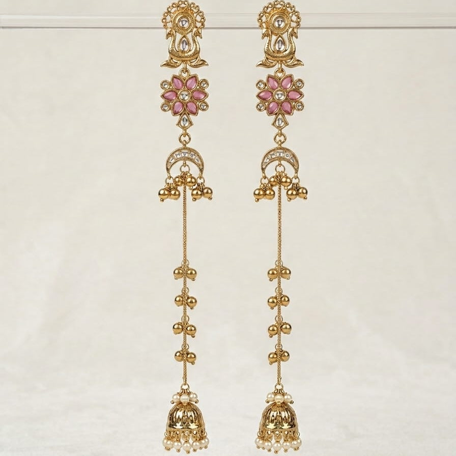 Gulbahar Blush Long Jhumka Earrings