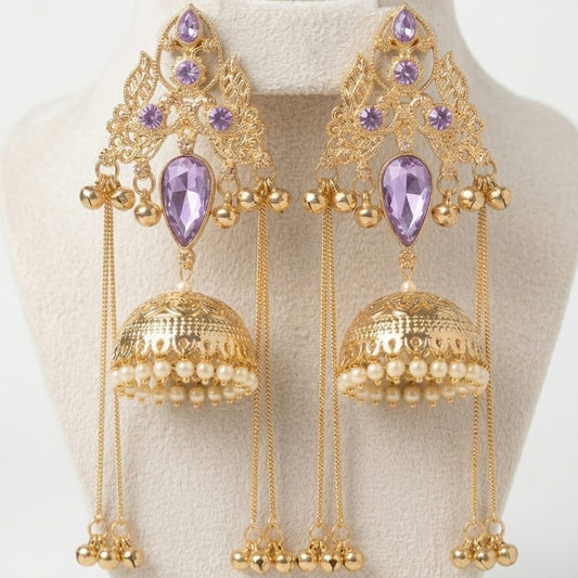 Aafreen Amethyst Jhumka Tassel Earrings
