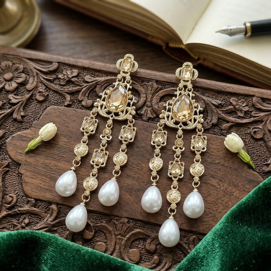 Noor Champagne Pearl Drop Earrings