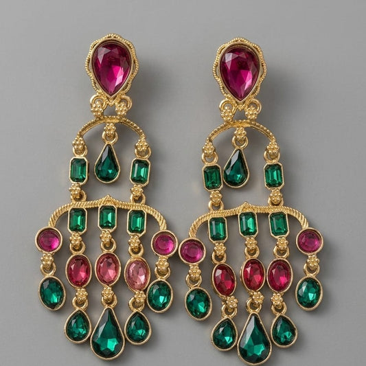Zariya Emerald Ruby Cascade Earrings