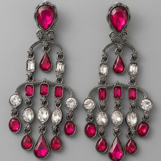 Noor Crimson Noir Cascade Earrings
