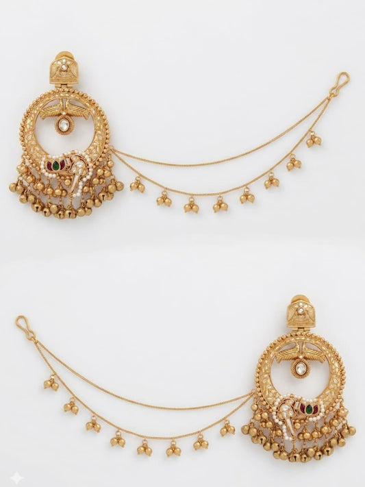 Rajwada Chandrika Ear Chain Earrings (With Sahara)