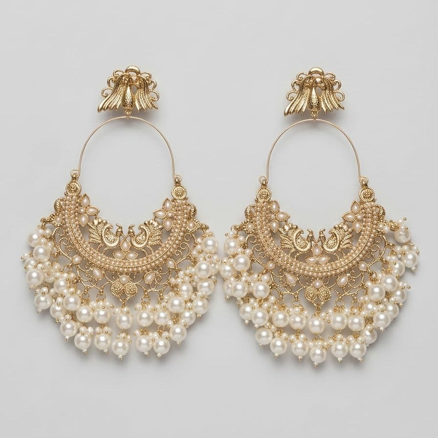 Royal Pearl Chandbali Earrings