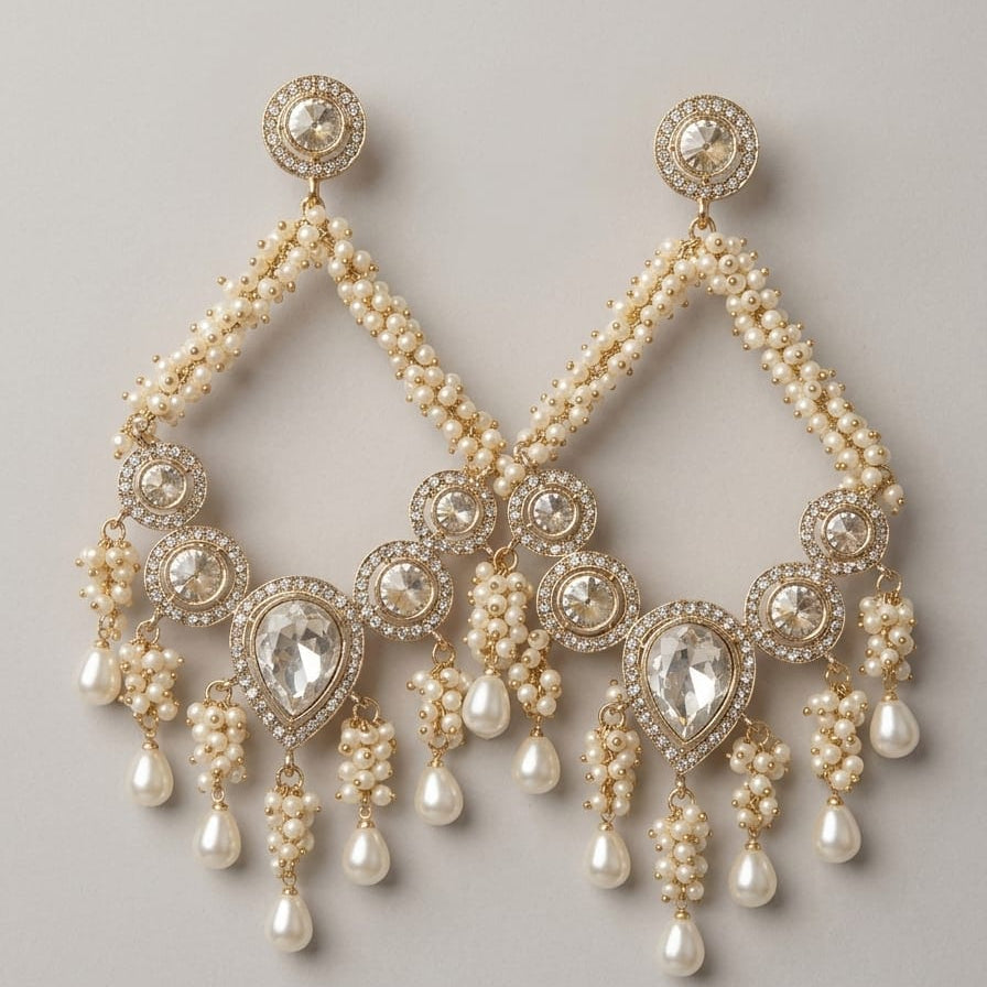 Regal Pearl Cascade Statement Earrings