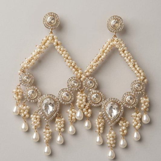 Regal Pearl Cascade Statement Earrings