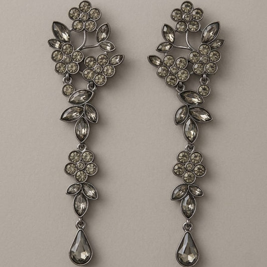 Midnight Bloom Crystal Drop Earrings