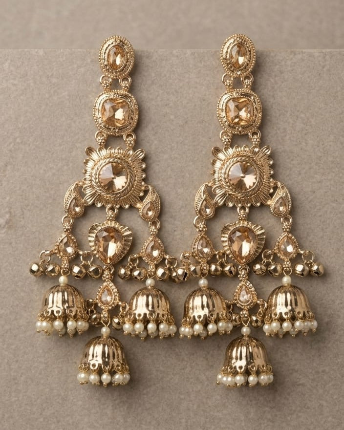 Noor Champagne Jhumka Earrings