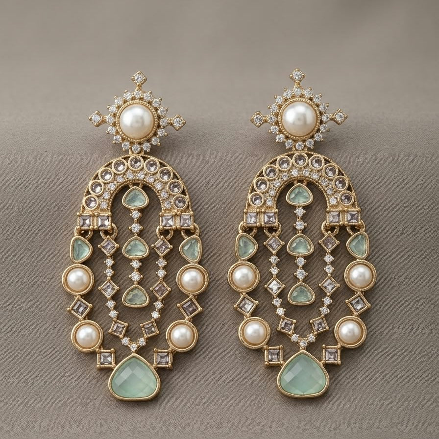 Mint Royale Pearl Chandbali Statement Earrings