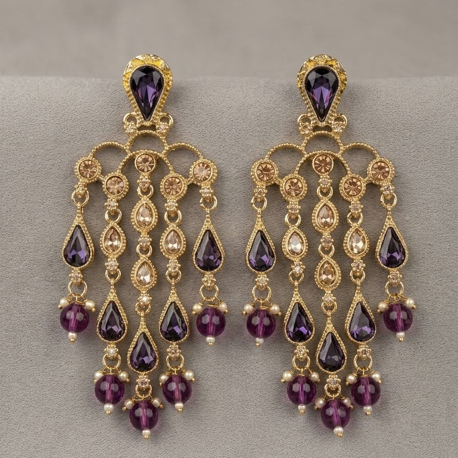 Amethyst Noor Cascade Statement Earrings