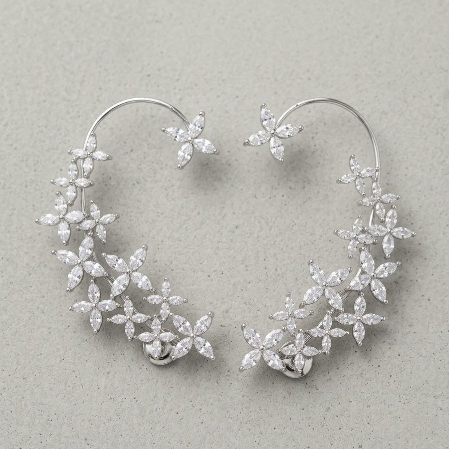 Nooré Floral Crystal Ear Cuffs