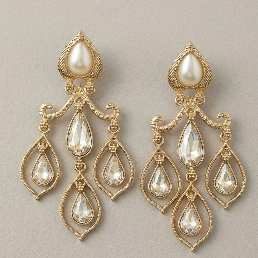 Noor Pearl Teardrop Statement Earrings