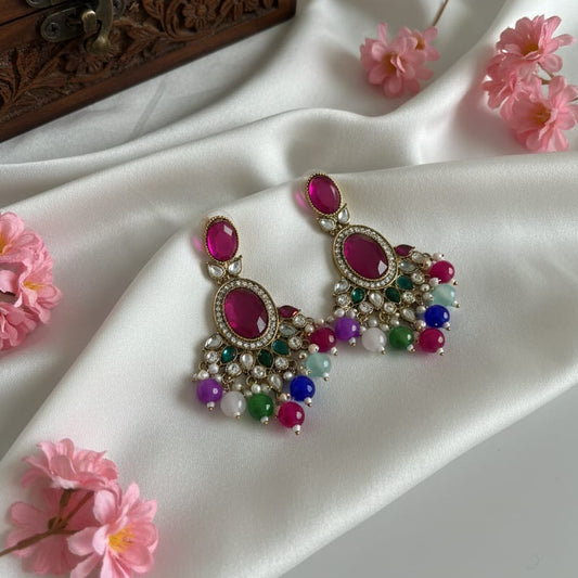 Rangika Royal Multicolour Kundan Chandbalis